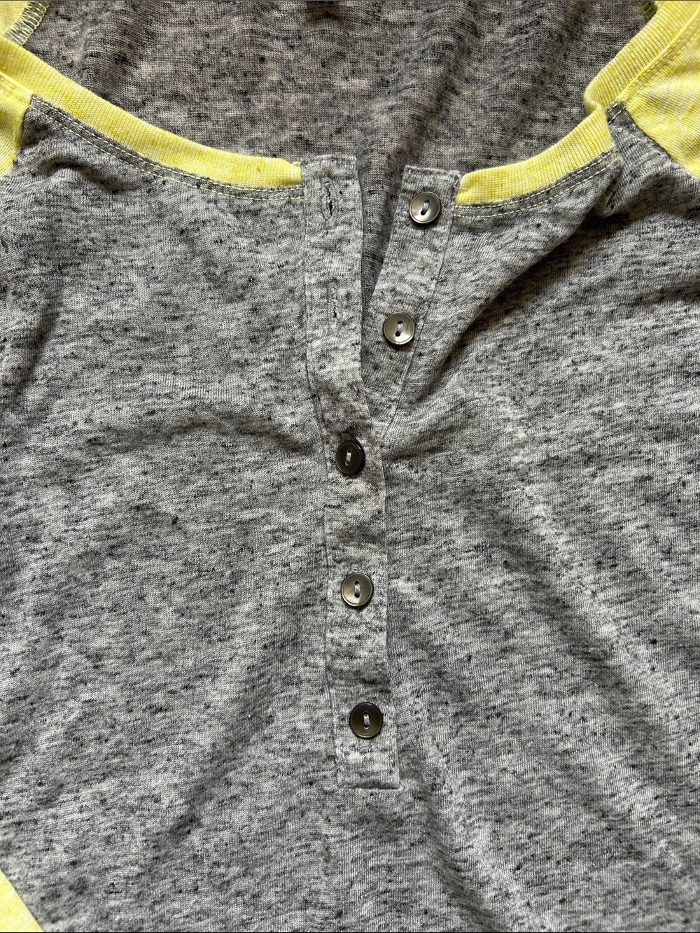 Victoria's Secret Gray Body with Yellow Raglan Long-Sleeve Henley - Picture 3 of 4
